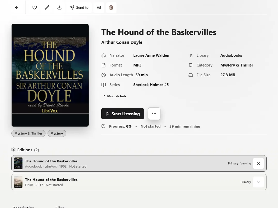 The Hound of the Baskervilles book details and editions