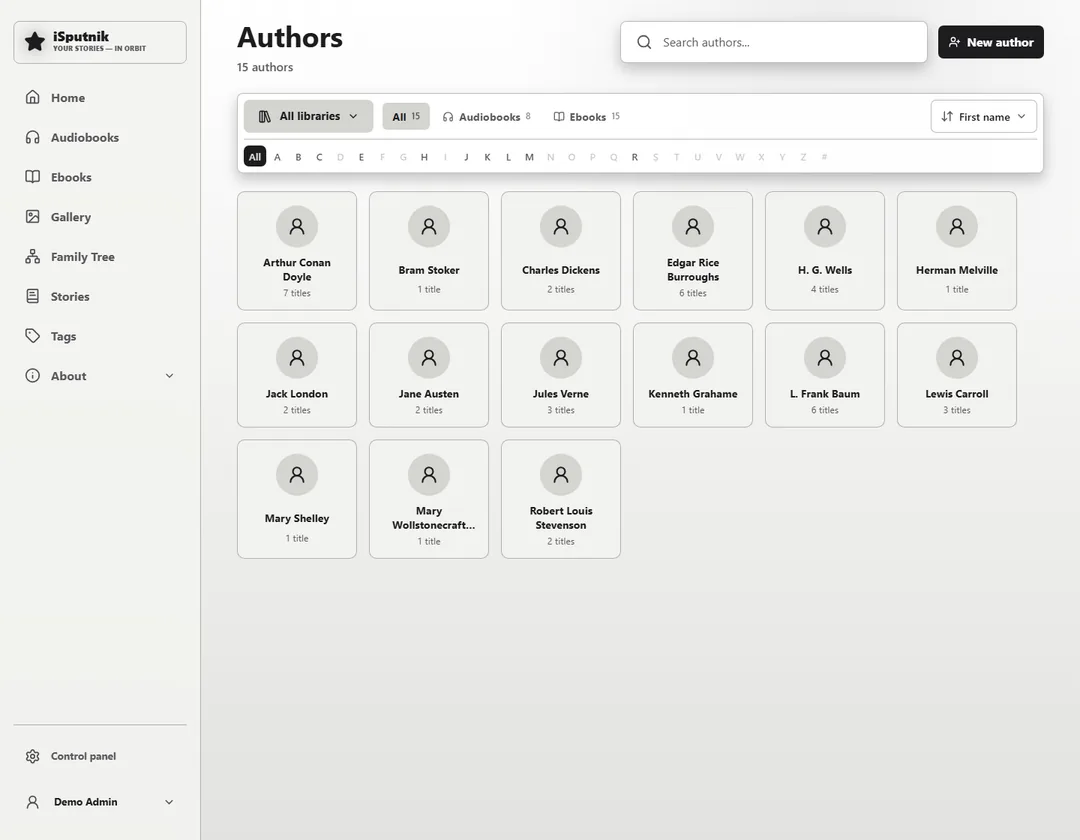 Authors: Every author across both shelves, in one list.